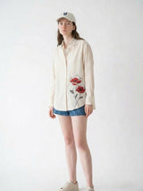 Red Poppy Embroidered Shirt