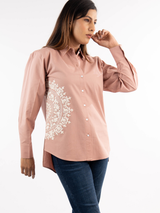 White Medallion Blush Pink Shirt