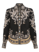 Ornate Garden Tapestry Printed Royal Crepe Shirt – Black