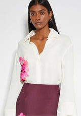 Blooming Elegance Royal Crepe Shirt – Ivory