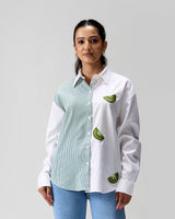 Kiwi Slice Cotton Hand Embroidered Shirt