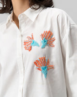 Coral Blossom Hand Embroidered Shirt