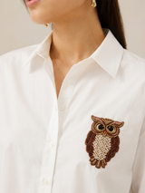 Owl Embroidered Oversized Shirt