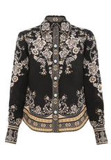 Ornate Garden Tapestry Printed Royal Crepe Shirt – Black
