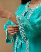 Turquoise Grace Hand Embroidered Co-ord Set