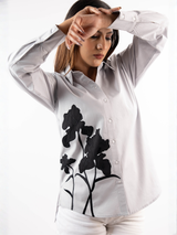 Botanical Embroidered Grey Shirt