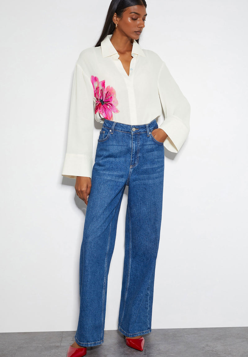 Blooming Elegance Royal Crepe Shirt – Ivory