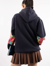 The Navy Flora Hoodie