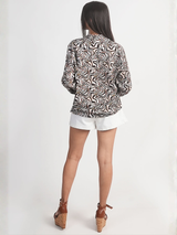 Leopard Print Royal Crape Shirt – Black & Brown