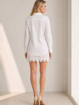 Lace Bloom Color block Shirt