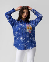 Bloom in Blue Hand Embroidered Statement Shirt