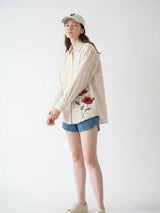 Red Poppy Embroidered Shirt