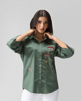 Wildflower Sage Hand Embellished Shirt