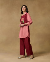 Burgandy Blossom Hand Embroidered Co-ord Set