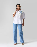 Ivory Botanica Applique and Hand Embellished Shirt