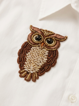 Owl Embroidered Oversized Shirt
