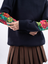 The Navy Flora Hoodie