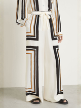 Abstract Edge Printed Royal Crepe Co-ord Set – Ivory
