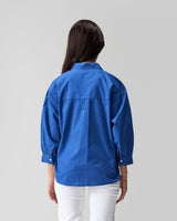 Blue Cotton Tulip Hand Embroidered Shirt