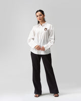 Owl Hand Embroidered Oversized Shirt