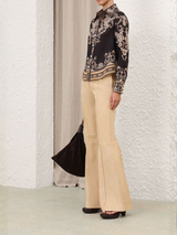 Ornate Garden Tapestry Printed Royal Crepe Shirt – Black