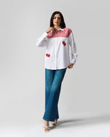 Berry Check Hand Embroidered Shirt