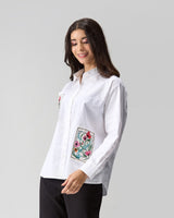 Garden Postcard Applique and Hand Embroidered Shirt