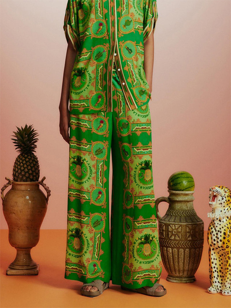Tropical Baroque Printed Royal Crape Co-ord Set – Green