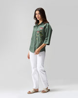 Wildflower Sage Hand Embellished Shirt