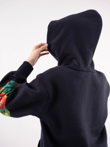 The Navy Flora Hoodie