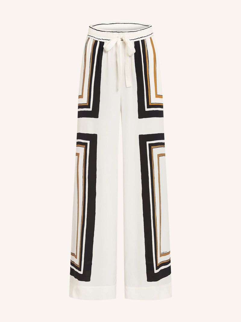 Abstract Edge Printed Royal Crepe Co-ord Set – Ivory