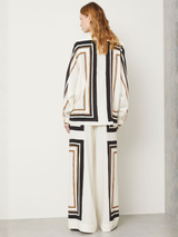 Abstract Edge Printed Royal Crepe Co-ord Set – Ivory