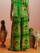 Tropical Baroque Printed Royal Crape Co-ord Set – Green