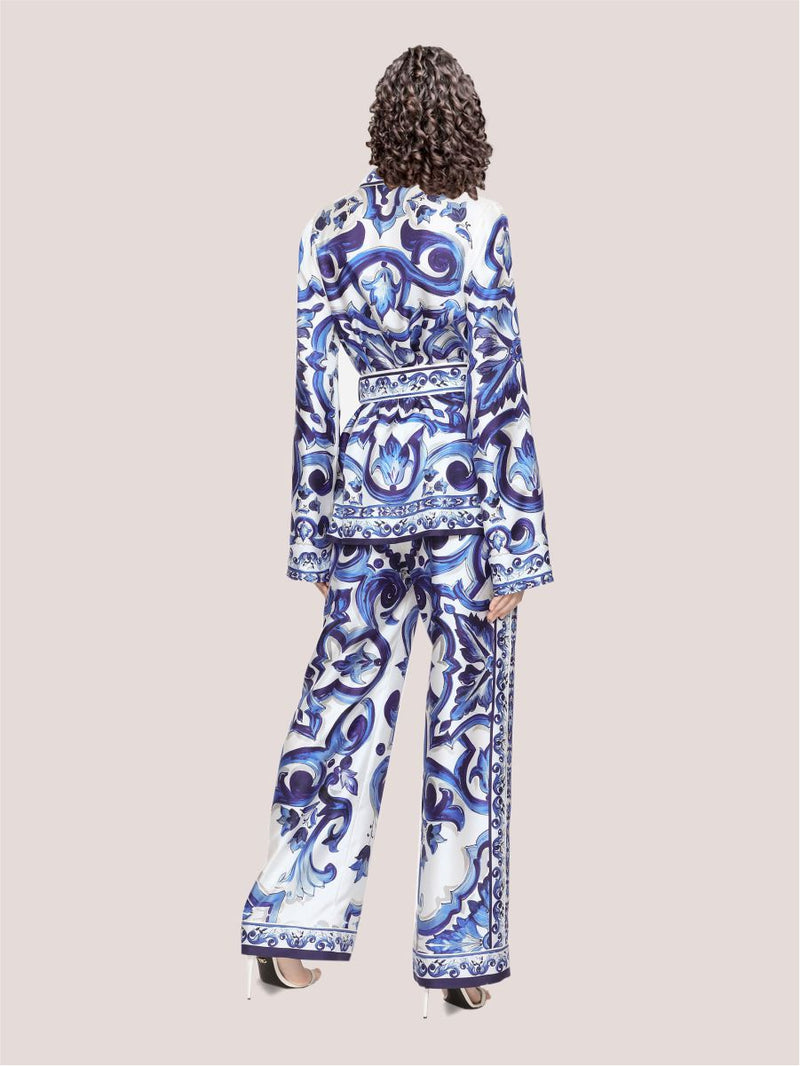 Azure Tile Printed Royal Crape Co-ord Set – Blue