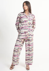 Neutral Abstract Printed Royal Crape Co-ord Set