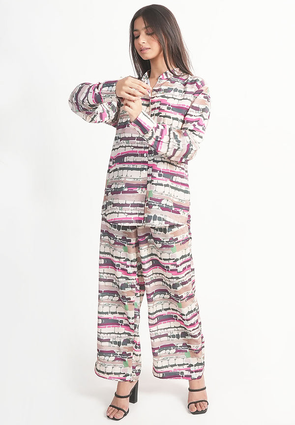 Neutral Abstract Printed Royal Crape Co-ord Set