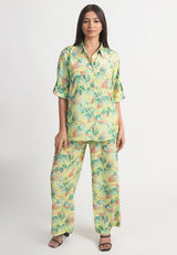 Light Green Tropical Printed Royal Crape Co-ord Set