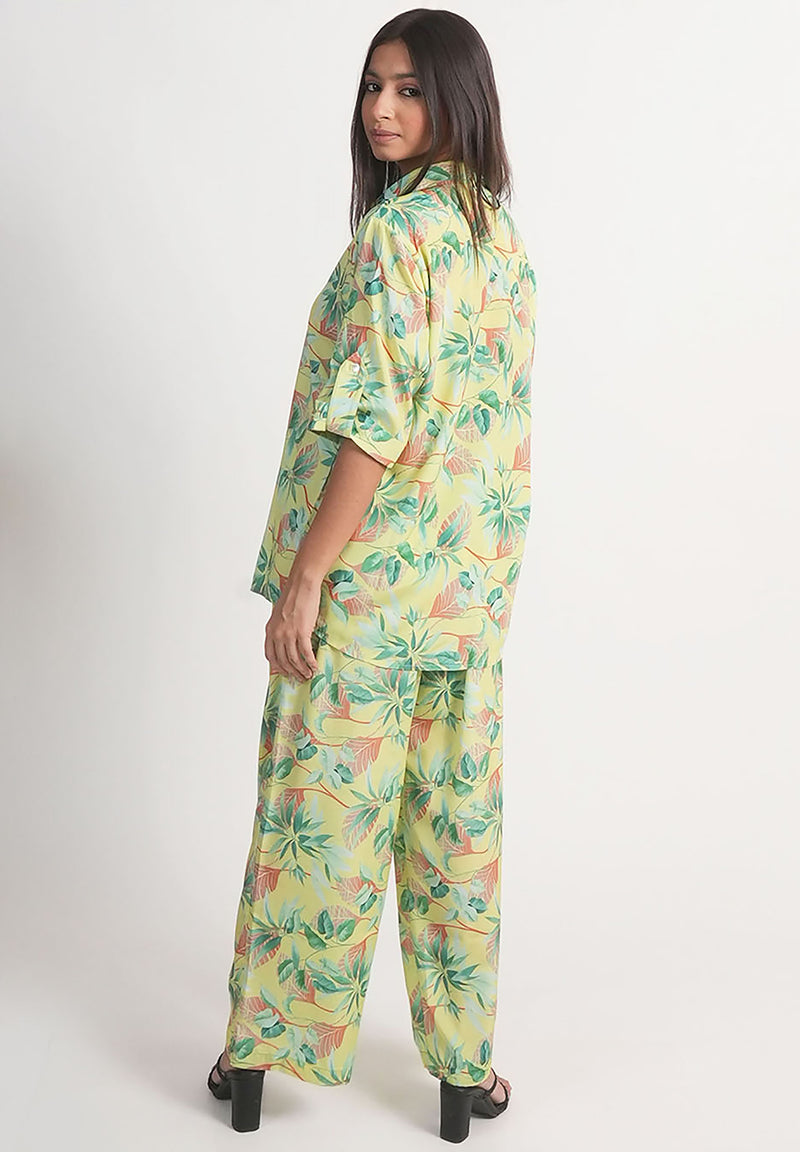 Light Green Tropical Printed Royal Crape Co-ord Set