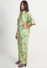 Light Green Tropical Printed Royal Crape Co-ord Set