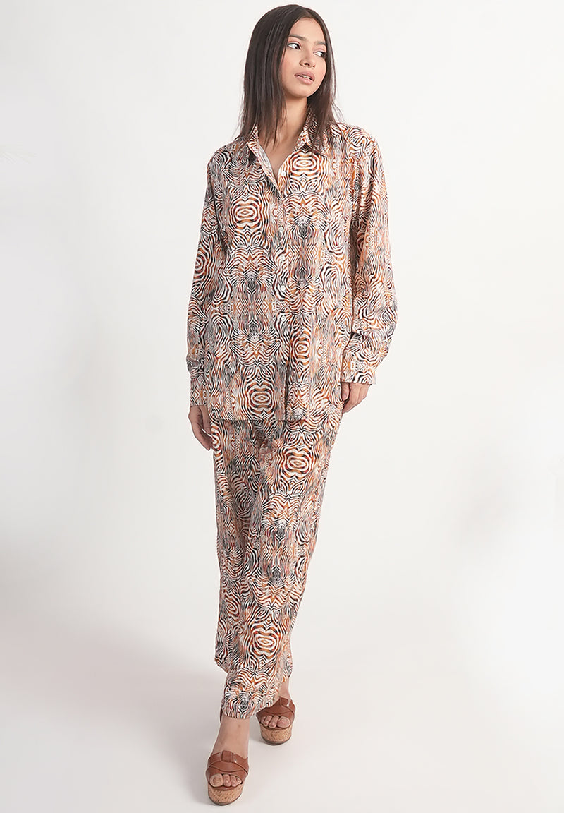 Metallic Tiger Print Royal Crape Co-ord Set