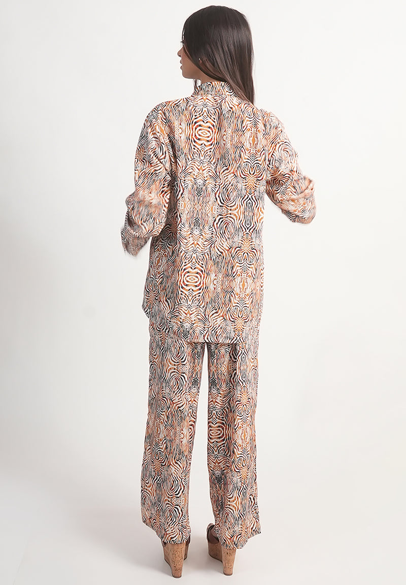 Metallic Tiger Print Royal Crape Co-ord Set