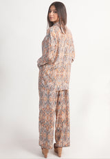 Metallic Tiger Print Royal Crape Co-ord Set