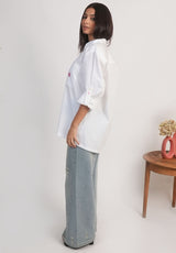 Heart Pop Oversized Cotton Shirt – Relaxed Fit