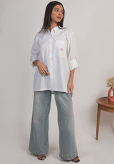 Heart Pop Oversized Cotton Shirt – Relaxed Fit