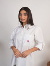 Heart Pop Oversized Cotton Shirt – Relaxed Fit