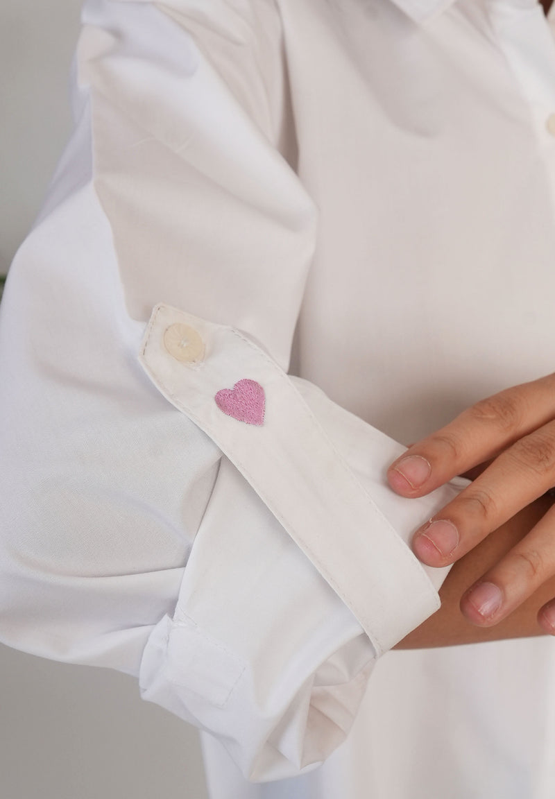 Heart Pop Oversized Cotton Shirt – Relaxed Fit