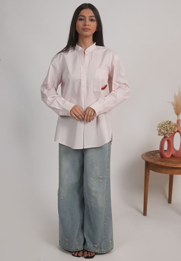 Watermelon Poplin Shirt – Blush Pink