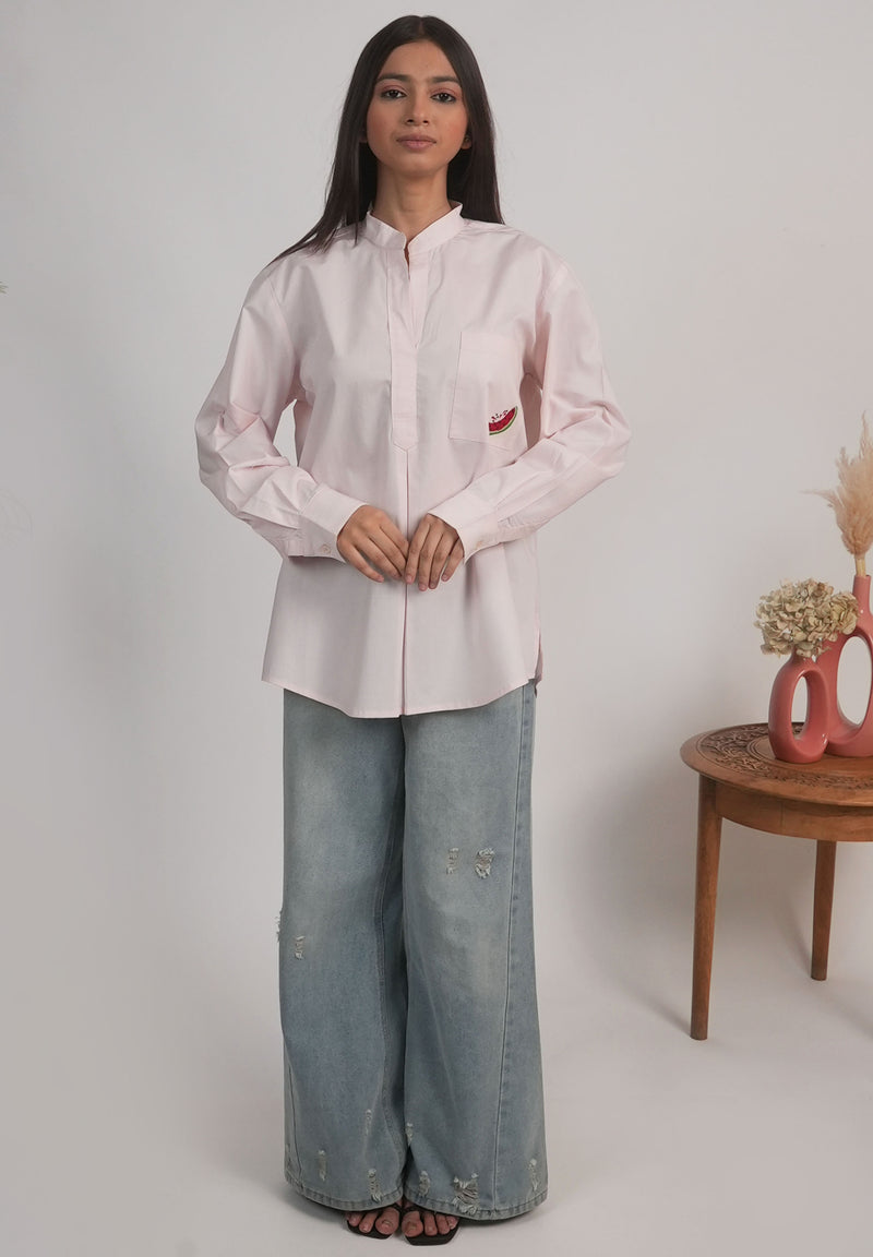 Watermelon Poplin Shirt – Blush Pink