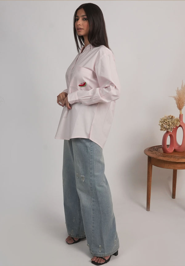 Watermelon Poplin Shirt – Blush Pink