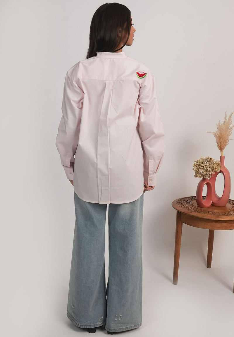 Watermelon Poplin Shirt – Blush Pink